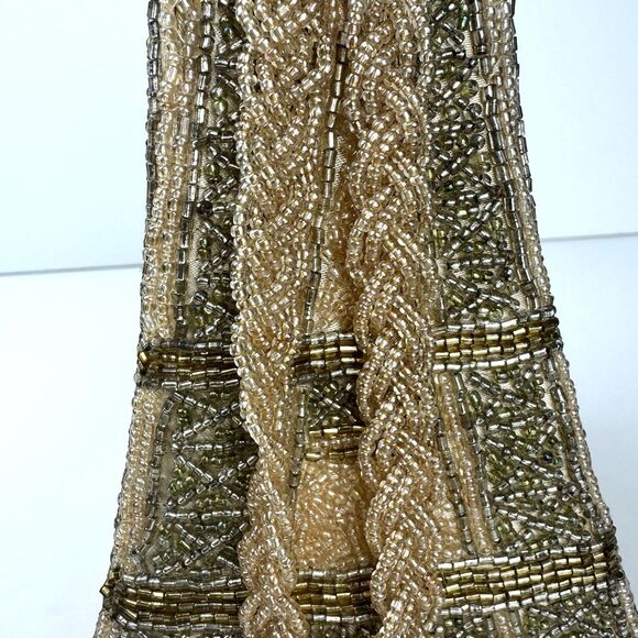 Rare Moni Couture Triangle Top  Handle Silver Gold Beaded Eiffel Tower Purse Bag - Picture 5 of 15